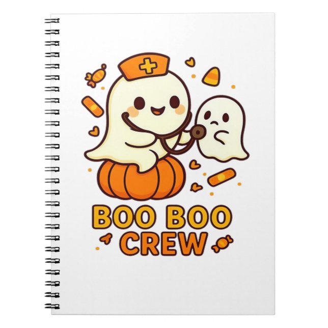 Boo Boo Crew Nurse Funny Halloween Ghost Nurse Gir Notebook (Front)