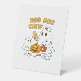 Boo Boo Crew Nurse Funny Halloween Ghost Nurse Gir Pedestal Sign