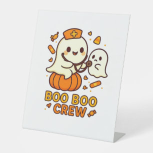 Boo Boo Crew Nurse Funny Halloween Ghost Nurse Gir Pedestal Sign