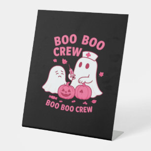 Boo Boo Crew Nurse Funny Halloween Ghost Nurse Gir Pedestal Sign