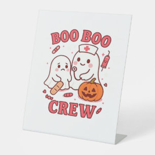 Boo Boo Crew Nurse Funny Halloween Ghost Nurse Gir Pedestal Sign