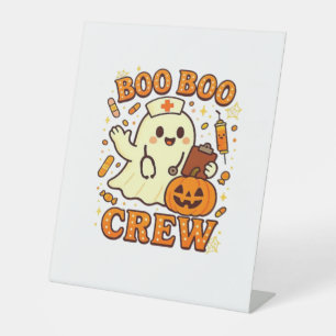 Boo Boo Crew Nurse Funny Halloween Ghost Nurse Gir Pedestal Sign