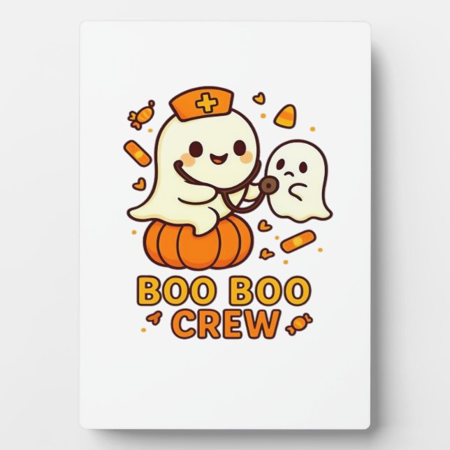 Boo Boo Crew Nurse Funny Halloween Ghost Nurse Gir Plaque (Front)