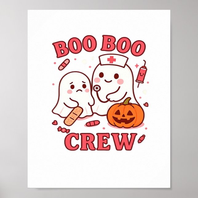 Boo Boo Crew Nurse Funny Halloween Ghost Nurse Gir Poster (Front)