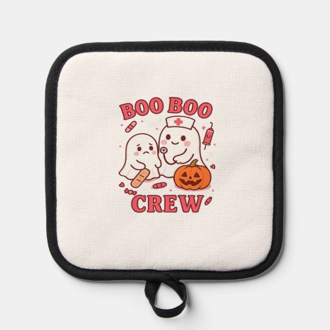 Boo Boo Crew Nurse Funny Halloween Ghost Nurse Gir Pot Holder (Front)