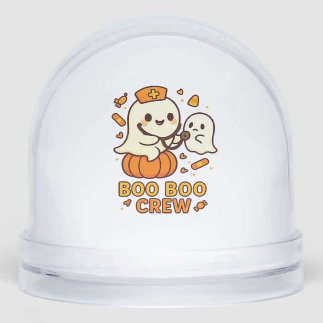 Boo Boo Crew Nurse Funny Halloween Ghost Nurse Gir Snowglobe (Front)