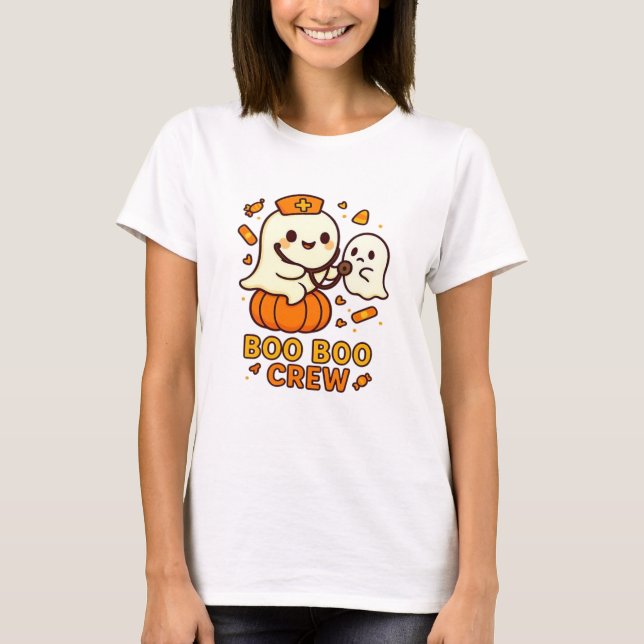 Boo Boo Crew Nurse Funny Halloween Ghost Nurse Gir T-Shirt (Front)