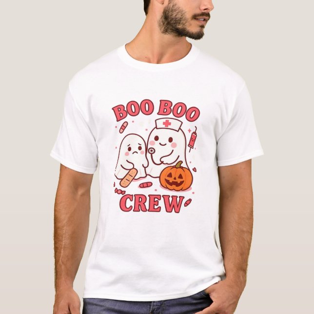 Boo Boo Crew Nurse Funny Halloween Ghost Nurse Gir T-Shirt (Front)