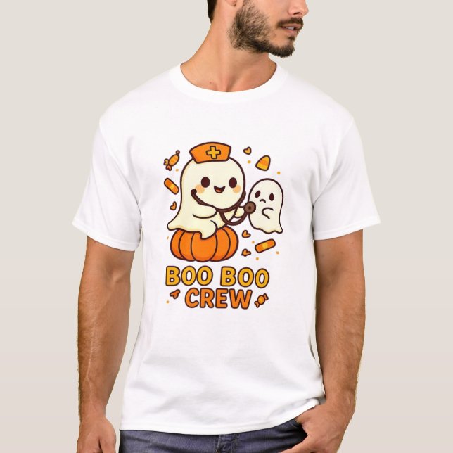 Boo Boo Crew Nurse Funny Halloween Ghost Nurse Gir T-Shirt (Front)