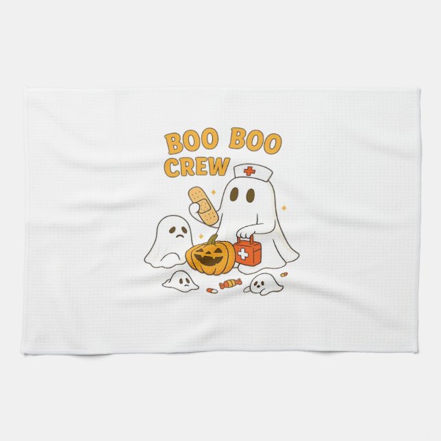 Boo Boo Crew Nurse Funny Halloween Ghost Nurse Gir Tea Towel (Horizontal)