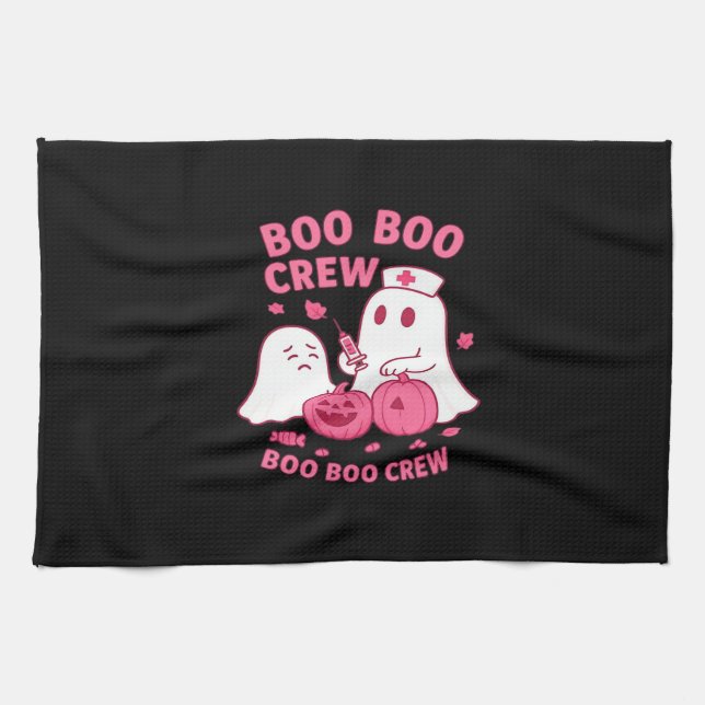 Boo Boo Crew Nurse Funny Halloween Ghost Nurse Gir Tea Towel (Horizontal)