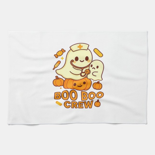 Boo Boo Crew Nurse Funny Halloween Ghost Nurse Gir Tea Towel (Horizontal)