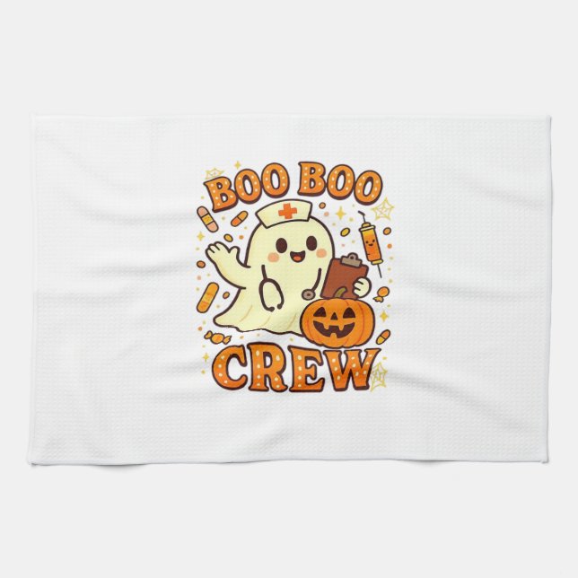 Boo Boo Crew Nurse Funny Halloween Ghost Nurse Gir Tea Towel (Horizontal)