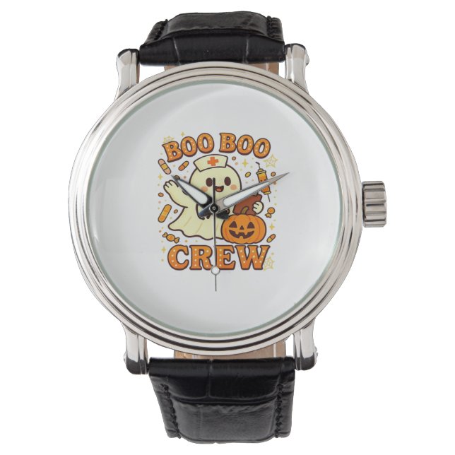 Boo Boo Crew Nurse Funny Halloween Ghost Nurse Gir Watch (Front)