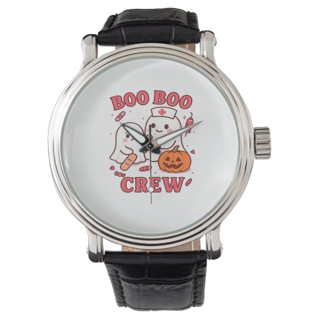 Boo Boo Crew Nurse Funny Halloween Ghost Nurse Gir Watch (Front)