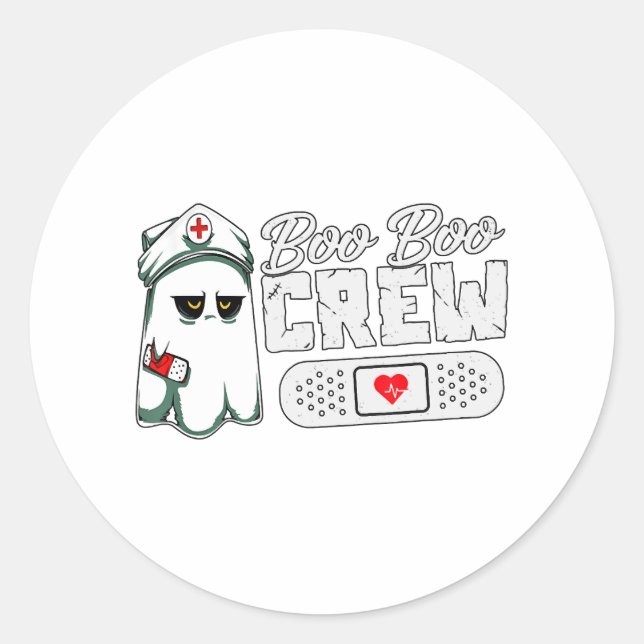 Boo Boo Crew Nurse Funny Halloween Scary Groups Classic Round Sticker (Front)