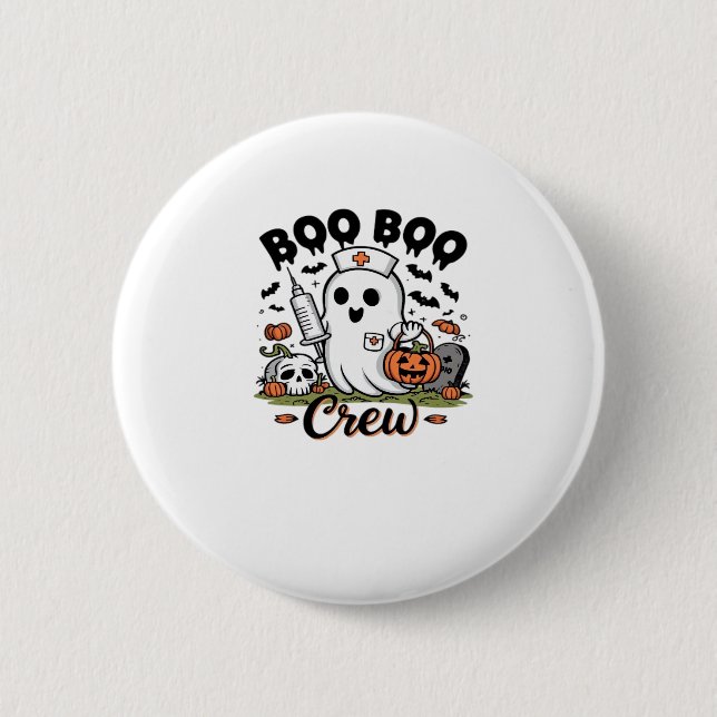 Boo Boo Crew Nurse Ghost Classic T-Shirt 6 Cm Round Badge (Front)