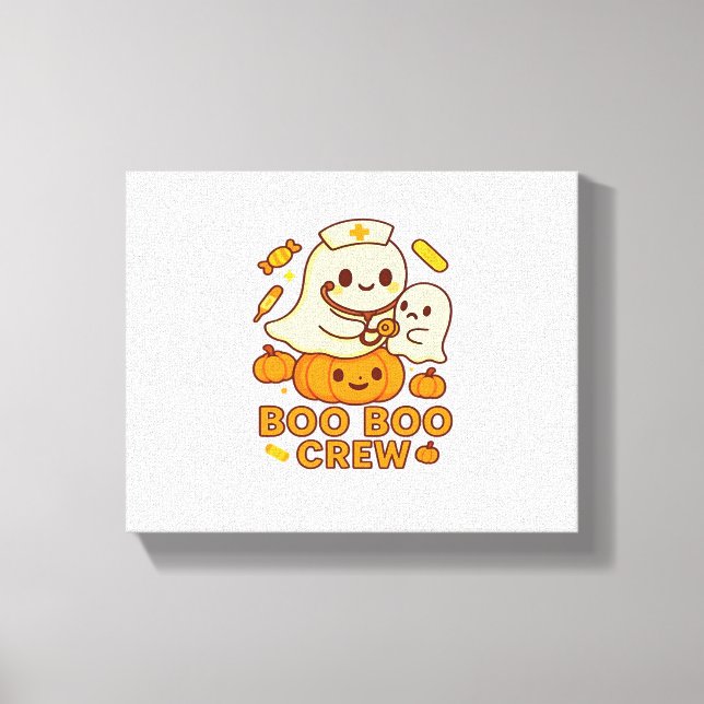 Boo Boo Crew Nurse Ghost Classic T-Shirt Canvas Print (Front)
