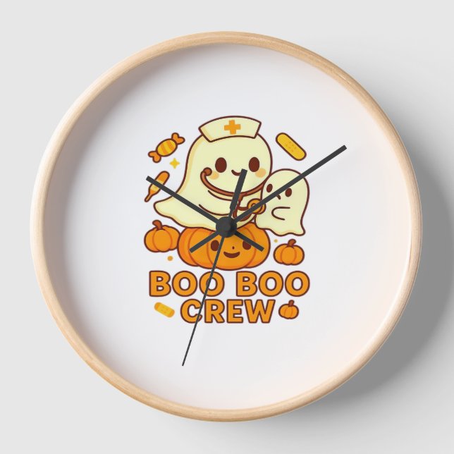 Boo Boo Crew Nurse Ghost Classic T-Shirt Clock (Front)
