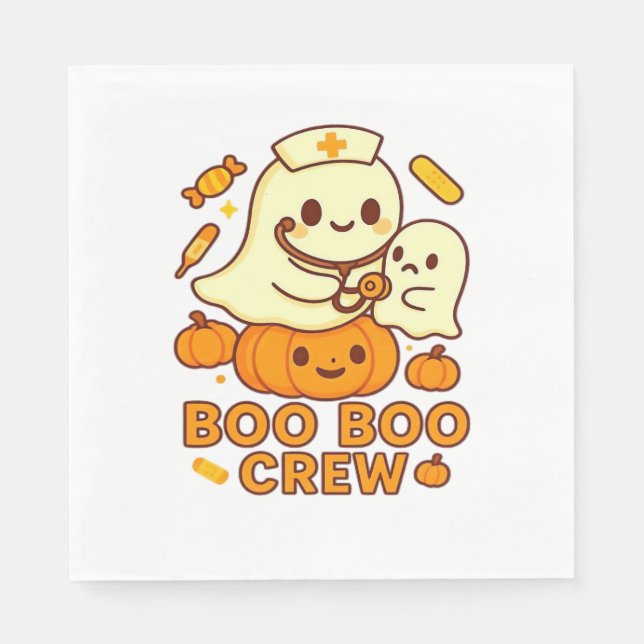 Boo Boo Crew Nurse Ghost Classic T-Shirt Napkin (Front)