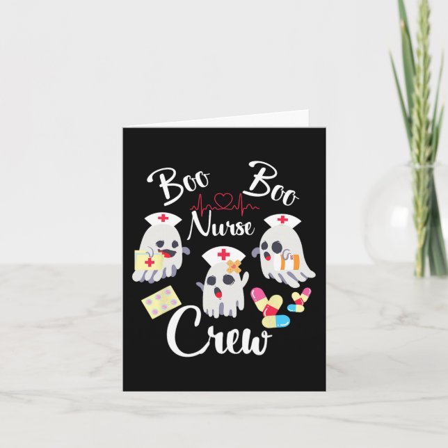 Boo Boo Crew Nurse Ghost Costume Fun Halloween Gif Card (Front)
