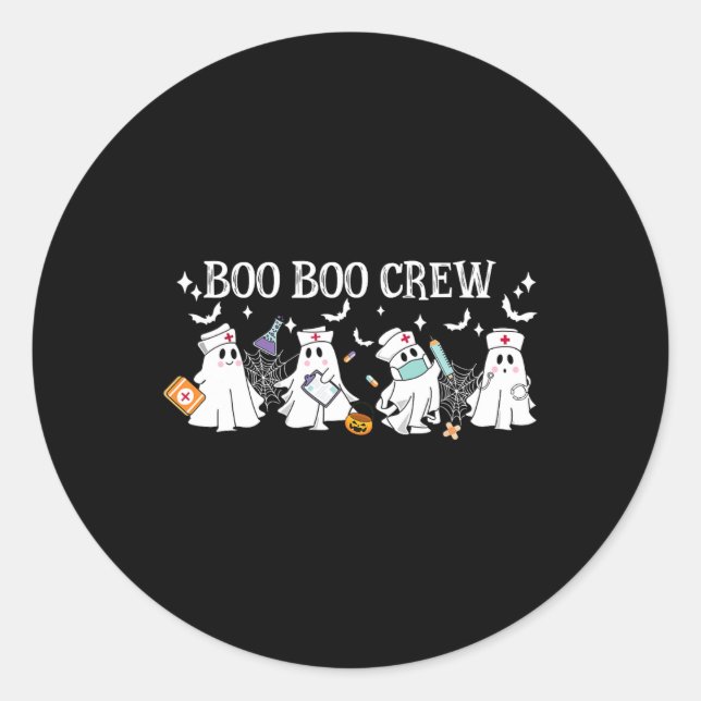 Boo Boo Crew Nurse Ghost Funny Halloween  Classic Round Sticker (Front)