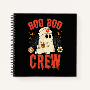 Boo Boo Crew Nurse Ghost Funny Halloween Costume Notebook