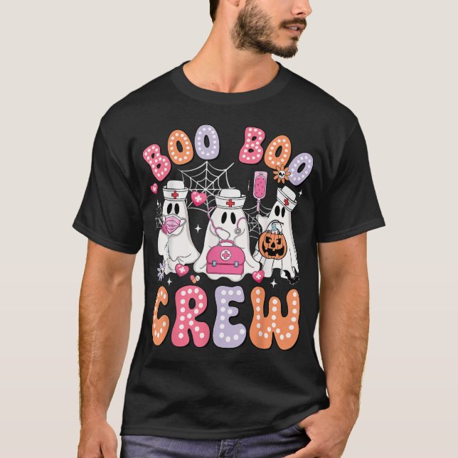 Boo Boo Crew Nurse Ghost Halloween Nurse Life Wome T-Shirt (Front)
