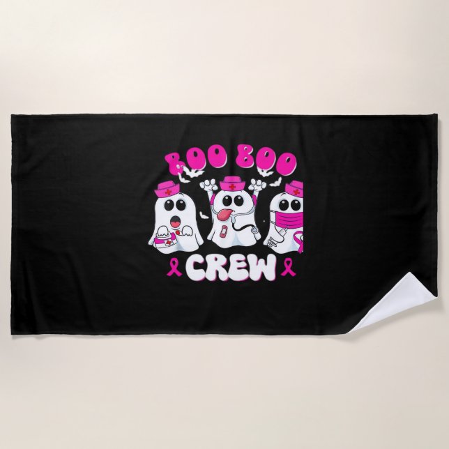 Boo Boo Crew Nurse Halloween Costume Ghost Breast  Beach Towel (Front)