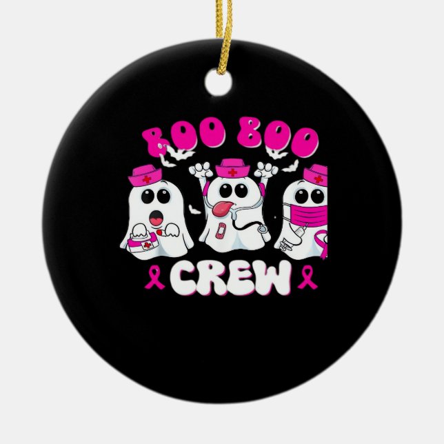 Boo Boo Crew Nurse Halloween Costume Ghost Breast  Ceramic Tree Decoration (Front)