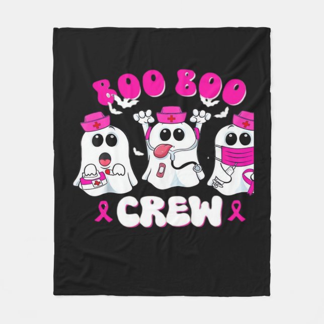 Boo Boo Crew Nurse Halloween Costume Ghost Breast  Fleece Blanket (Front)