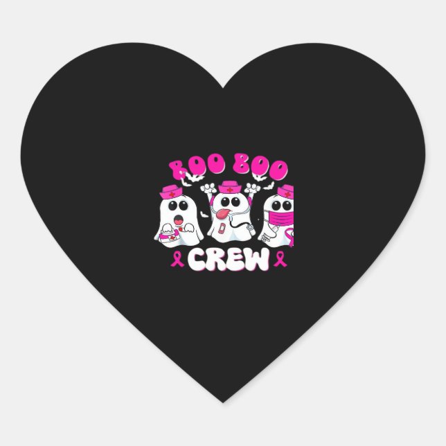 Boo Boo Crew Nurse Halloween Costume Ghost Breast  Heart Sticker (Front)