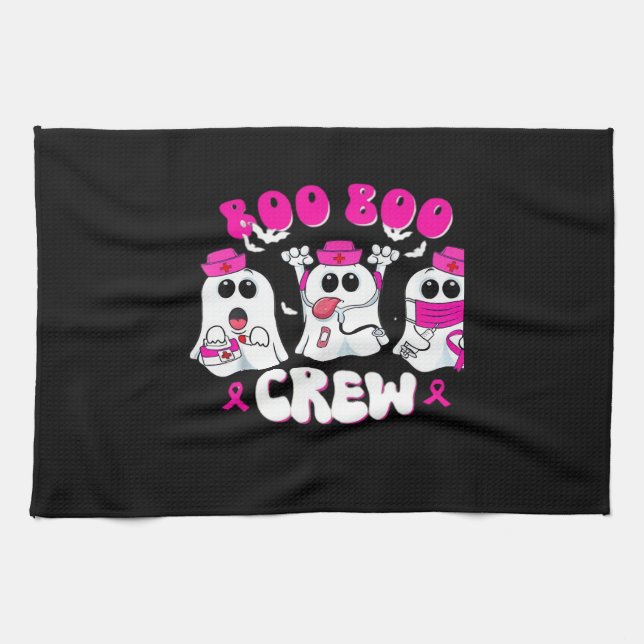 Boo Boo Crew Nurse Halloween Costume Ghost Breast  Tea Towel (Horizontal)