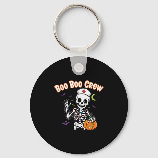 Boo Boo Crew Nurse Halloween Funny Skelton Nurse H Key Ring (Front)