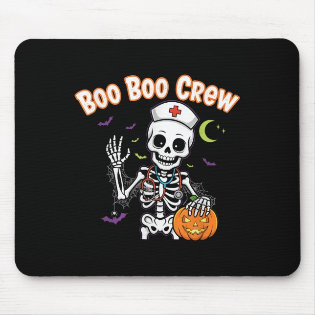 Boo Boo Crew Nurse Halloween Funny Skelton Nurse H Mouse Mat (Front)