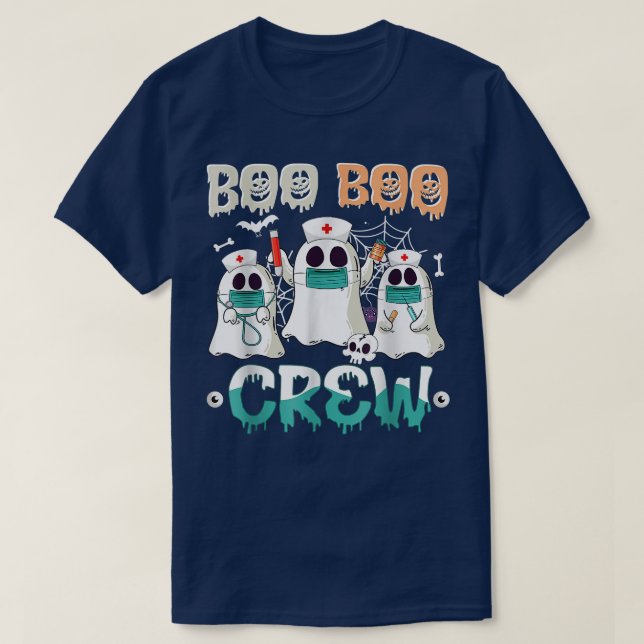 Boo Boo Crew Nurse Halloween Ghost Costume Matchin T-Shirt (Design Front)