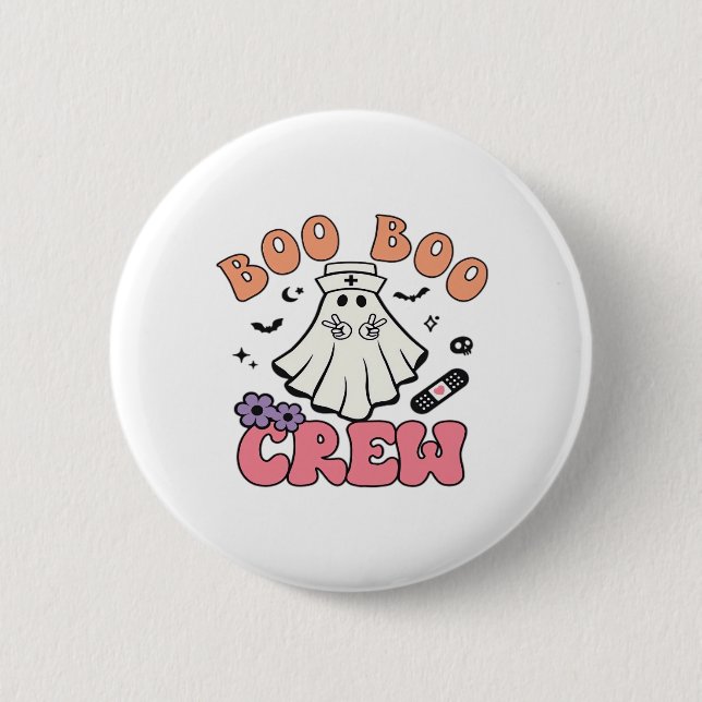 Boo Boo Crew Nurse Halloween Ghost Funny Classic T 6 Cm Round Badge (Front)