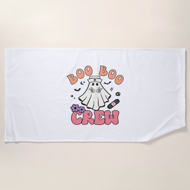 Boo Boo Crew Nurse Halloween Ghost Funny Classic T Beach Towel (Front)