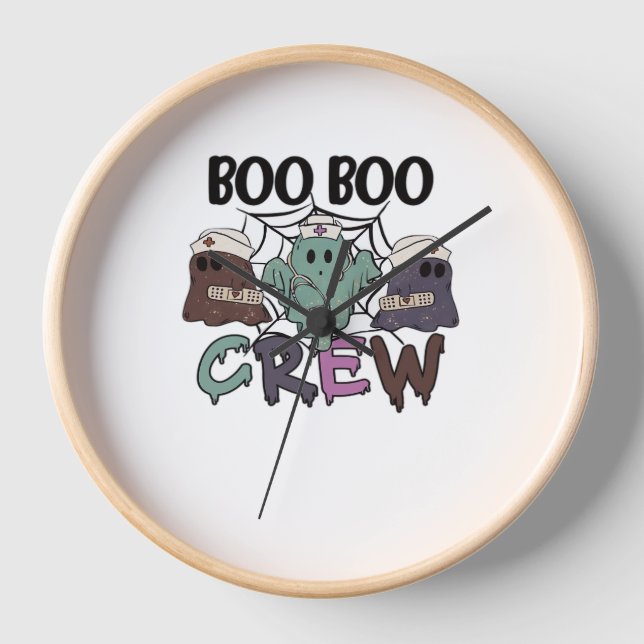 Boo Boo Crew Nurse Halloween Ghost Funny Classic T Clock (Front)