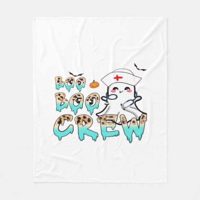 Boo Boo Crew Nurse Halloween Ghost Funny Classic T Fleece Blanket (Front)