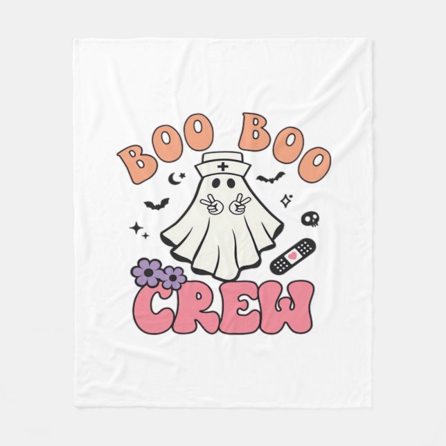 Boo Boo Crew Nurse Halloween Ghost Funny Classic T Fleece Blanket (Front)