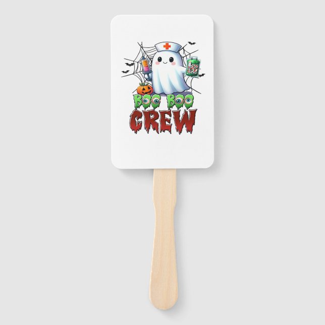 Boo Boo Crew Nurse Halloween Ghost Funny Classic T Hand Fan (Front)