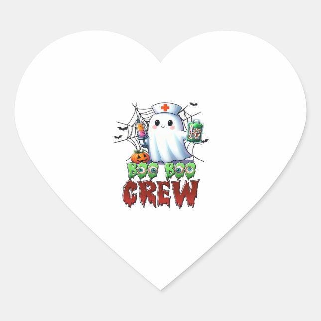 Boo Boo Crew Nurse Halloween Ghost Funny Classic T Heart Sticker (Front)