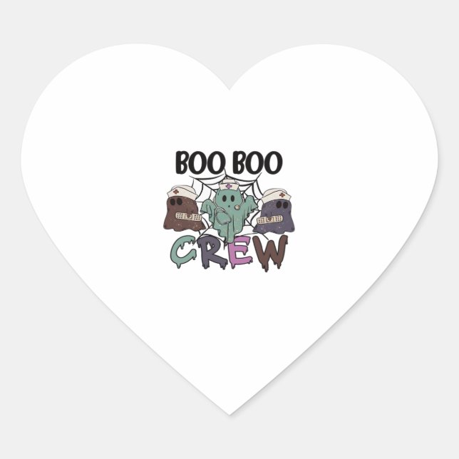 Boo Boo Crew Nurse Halloween Ghost Funny Classic T Heart Sticker (Front)