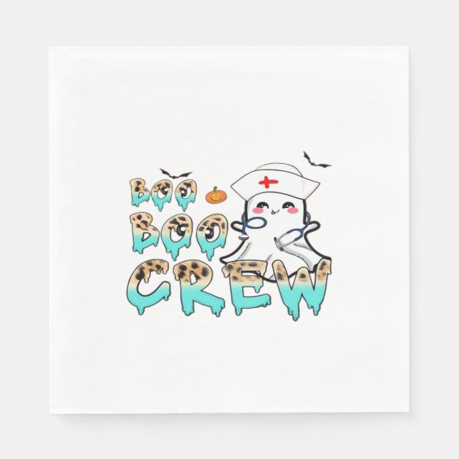 Boo Boo Crew Nurse Halloween Ghost Funny Classic T Napkin (Front)