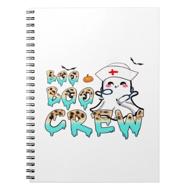 Boo Boo Crew Nurse Halloween Ghost Funny Classic T Notebook (Front)