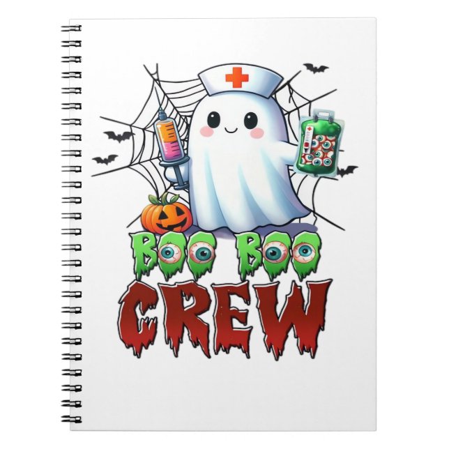 Boo Boo Crew Nurse Halloween Ghost Funny Classic T Notebook (Front)