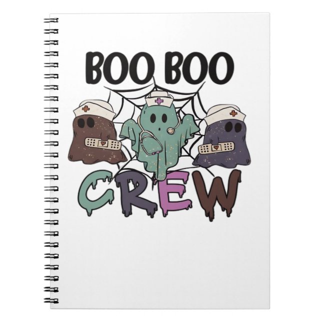 Boo Boo Crew Nurse Halloween Ghost Funny Classic T Notebook (Front)