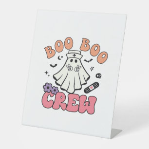Boo Boo Crew Nurse Halloween Ghost Funny Classic T Pedestal Sign