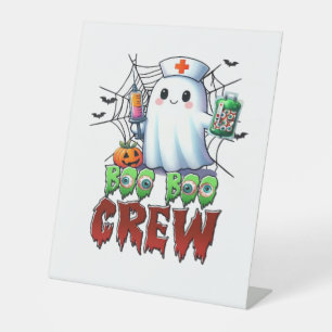 Boo Boo Crew Nurse Halloween Ghost Funny Classic T Pedestal Sign